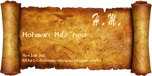 Hohman Mínea névjegykártya